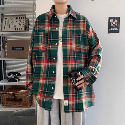 SHABIB Men Checkered Casual Green Shirt