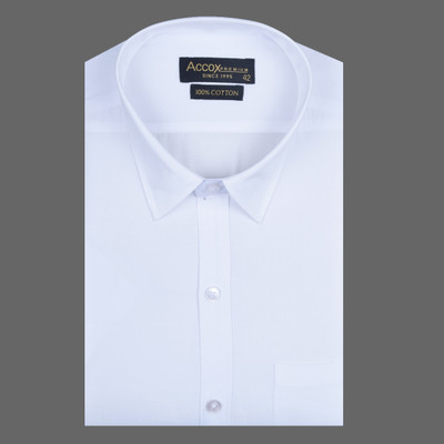 ACCOX Men Solid, Self Design Formal White Shirt