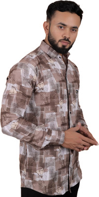 GCFAB Men Printed Casual Brown Shirt