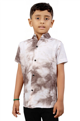 RUSTICRAGA Boys Printed Casual Brown, White Shirt