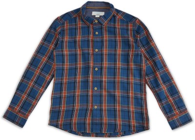 Pantaloons Junior Boys Checkered Casual Blue Shirt