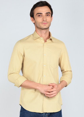 INTEGRITI Men Solid Casual Beige Shirt