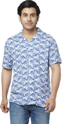 YU by Pantaloons Men Printed Casual Blue Shirt