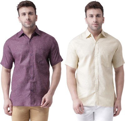 RIAG Men Solid Casual Beige Shirt(Pack of 2)