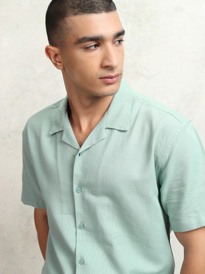 HIGHLANDER Men Self Design Casual Blue Shirt
