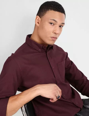 Kalawatia fashion Men Solid Casual Maroon Shirt