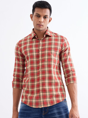 Spykar Men Checkered Casual Red Shirt