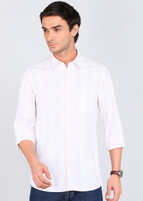 PETER ENGLAND Men Striped Formal Cream Shirt