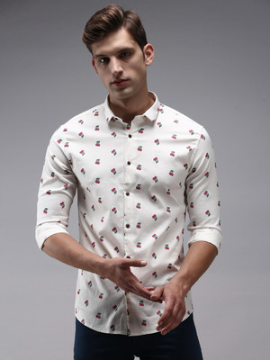 SHOWOFFFF Men Printed Casual Cream Shirt