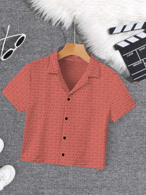 dream believe fashion Women Self Design Casual Pink Shirt