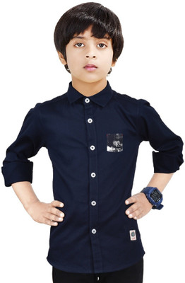 MADE IN THE SHADE Boys Solid Casual Dark Blue Shirt