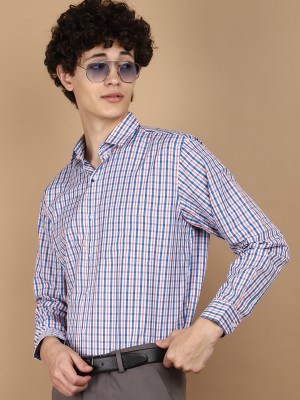 V-MART Men Checkered Formal Blue Shirt