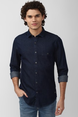 PETER ENGLAND Men Self Design Casual Blue Shirt