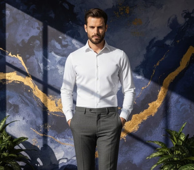 Riddhi Enterprise Men Solid Casual White Shirt