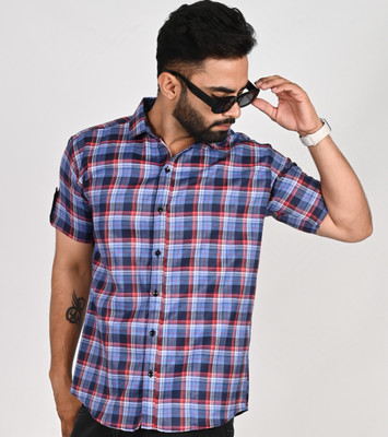 Dark Age Men Checkered Casual Blue Shirt