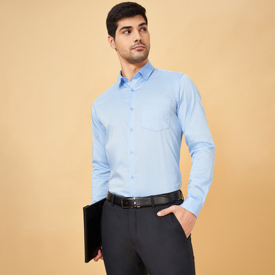 Peregrine by Pantaloons Men Solid Formal Light Blue Shirt