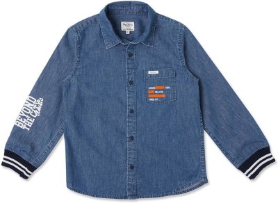 Pepe Jeans Boys Solid Casual Blue Shirt