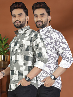 ADWYN PETER Men Printed Casual Multicolor Shirt(Pack of 2)