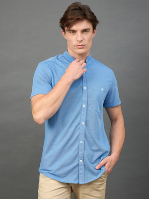 Club York Men Solid Casual Blue Shirt