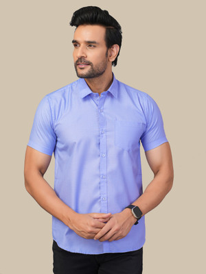 RENOUX Men Solid Casual Blue Shirt