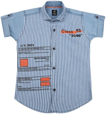 V-MART Boys Printed Casual Blue Shirt