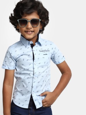 V-MART Boys Printed Casual Blue Shirt