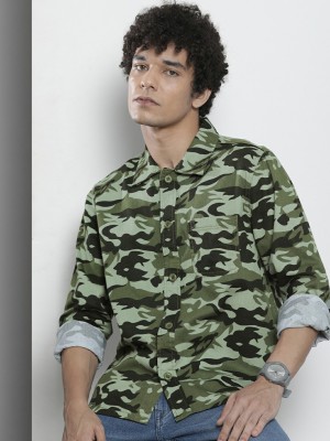 The Indian Garage Co. Men Military Camouflage Casual Green Shirt