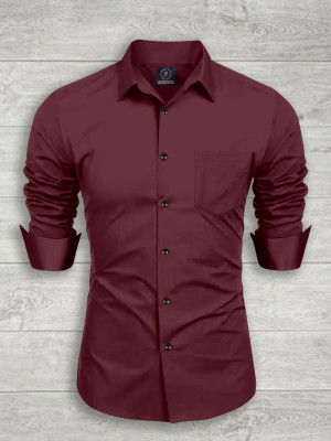 VeeraFlex Men Solid Casual Maroon Shirt