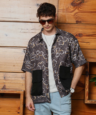 CAMPUS SUTRA Men Printed Casual Black, White Shirt