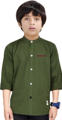 MADE IN THE SHADE Boys Solid Casual Dark Green Shirt