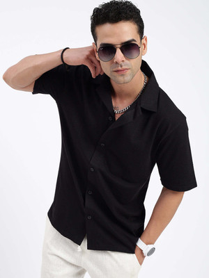 SHOWOFFFF Men Solid Casual Black Shirt