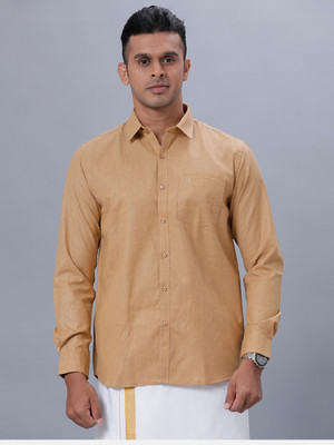 Ramraj Cotton Men Solid Casual Brown Shirt