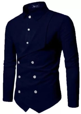 JIGGSTER STORE Men Solid Formal Dark Blue Shirt