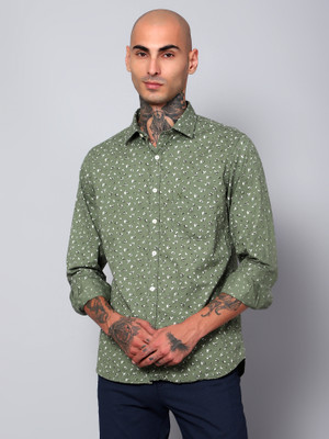 CANTABIL Men Printed Casual Green Shirt