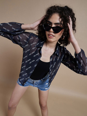 CORSICA Women Printed Casual Black Shirt