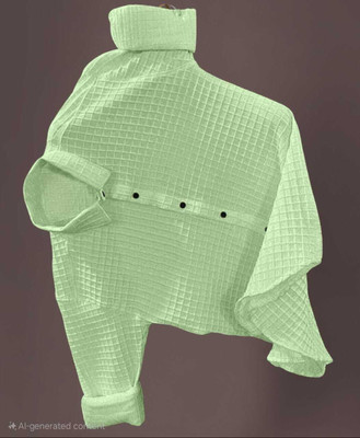 Keffto Men Self Design Casual Light Green Shirt