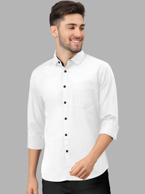 HouseOfCommon Men Solid Festive White Shirt