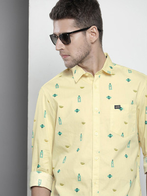 The Indian Garage Co. Men Printed Casual Yellow Shirt