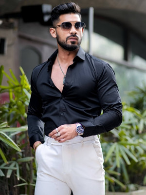 PERFECT PRODUCTIONS Men Solid Casual Black Shirt