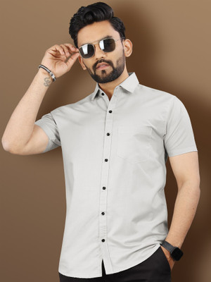 VeBNoR Men Solid Formal Grey Shirt