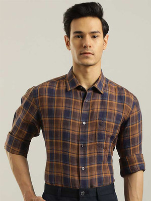 INDIAN TERRAIN Men Checkered Casual Brown Shirt