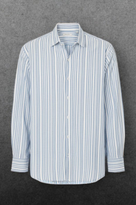 Aarna Enterprise Men Self Design Casual White, Blue Shirt