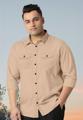 METRONAUT PLUS Men Solid Casual Beige Shirt