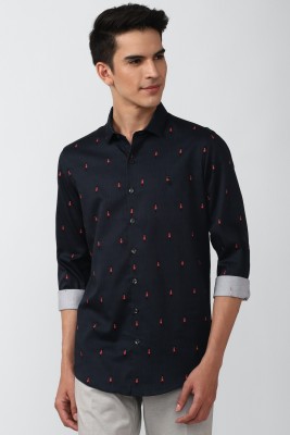 Simon Carter London Men Printed Casual Dark Blue Shirt