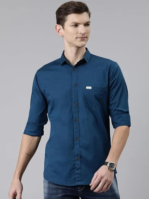 StellLIFESTYLE Trend Men Solid Casual Blue Shirt