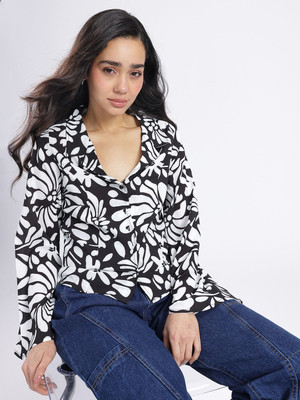 Glitchez Women Printed Casual Black, White Shirt