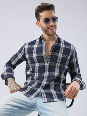 VASTRADO Men Striped Casual Blue Shirt