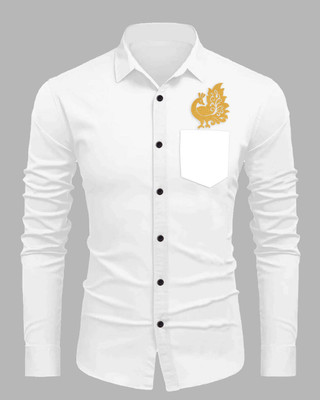 Sanskruti Men Embroidered Casual White Shirt