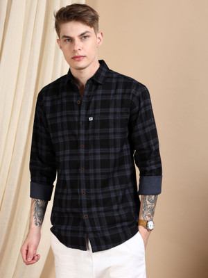 ALLWIN PAUL Men Checkered Casual Grey Shirt