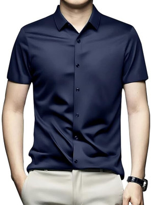 METRONAUT Men Solid Casual Dark Blue Shirt